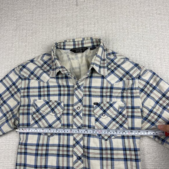 Salt Valley Western Shirt Men’s L White / Blue Plaid Button Up Long Sleeve Snap* - Picture 11 of 16